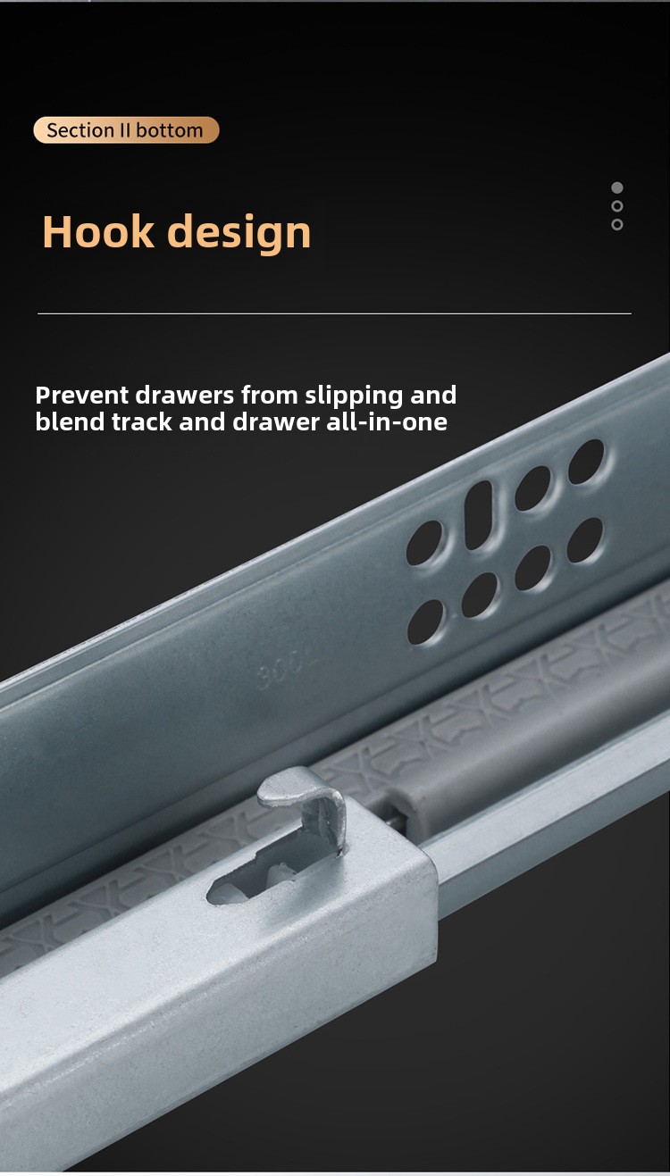 Modern Two-Section Silent Buffer Slide Drawer Soft Closing Iron Bottom Thickened Hidden Rail Bounce Support 10inch Living Room