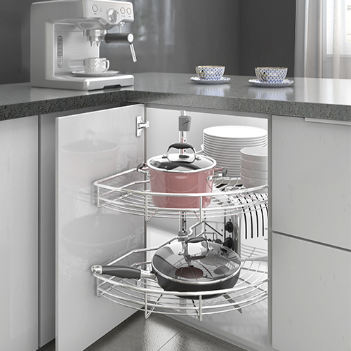 Steel 180 Degree Corner Carousel Basket Chrome Plating For Kitchen