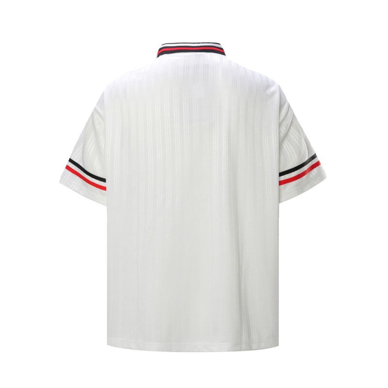 Customized Vintage Letter Puff Printed V-neck Oversized Fit Breathable Quick-dry Knitted Fabric 100% Polyester Short Sleeve