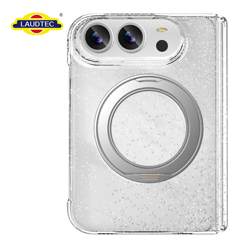 Crystal Clear Glitter Foldable Magnetic Phone Case for iPhone 18 Fold Scratch Proof Dual Color Semi-Bumper Cover OEM/ODM
