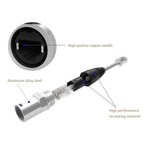 IP67 Waterproof Rj45 Ethernet Chassis Connector Female And Male Indoor Use
