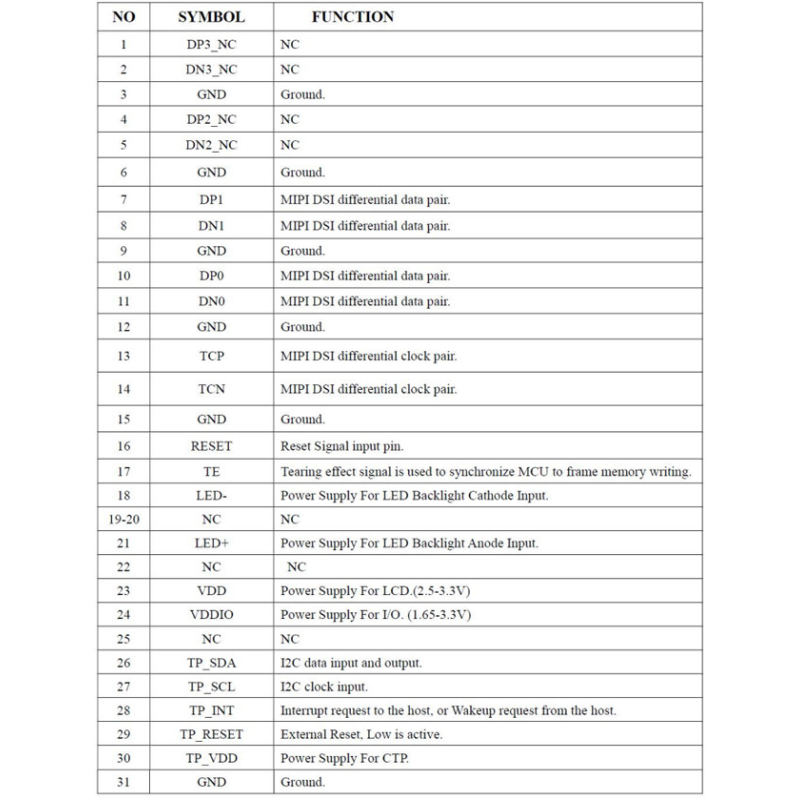 3.51 inch TFT LCD display technical drawing - side view