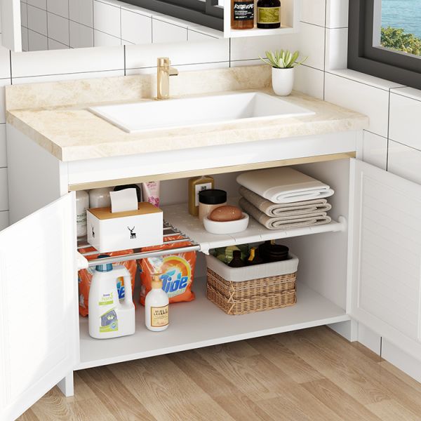 Retractable Expandable Move Free ABS Plastic Containers Panel Bathroom & Kitchen Multifunction Shelf Under Sink Organizer