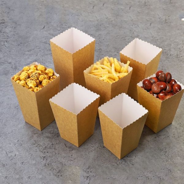 CMYK Nuggets Biodegradable Disposable Tableware Open Top Popcorn Packaging Box