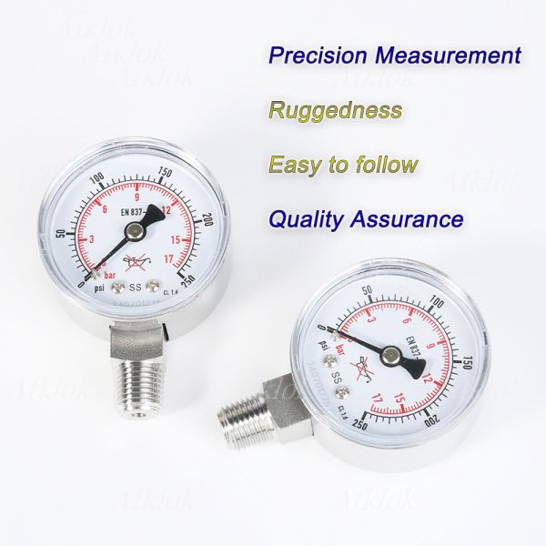 Industrial Grade Pressure Gauges mbar for Environment Temperature -20- 80C Thread Type 1/4