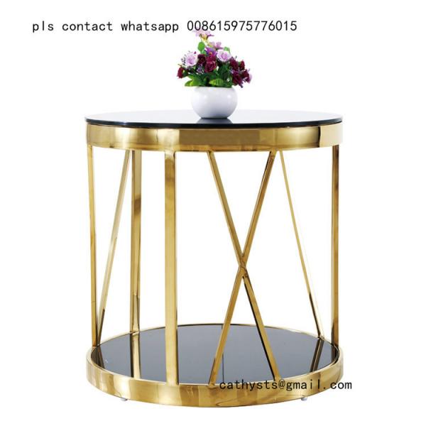 Metal plated stainless steel marble table simple coffee round table