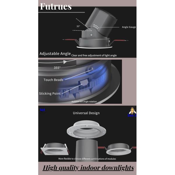 LED Ceiling Grill Down Light Aluminum Housing Concealed Spotlight Interior Lighting OEM 5W 10W 18W 2inch 3inch 4inch