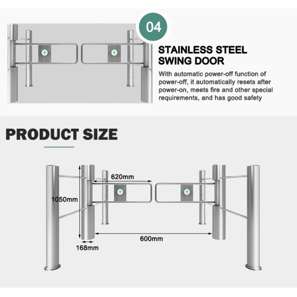 Automatic Supermarket Swing Turnstile Gate with Sensor Detection and Access Control Solution