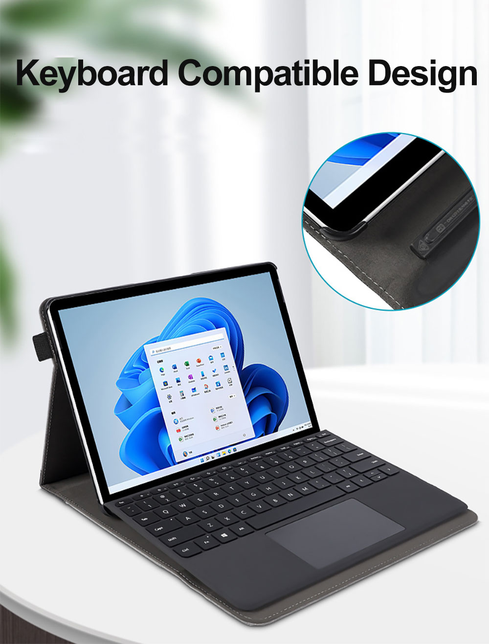 Custom Tailored Fabric Folio Protective Case for Microsoft Surface Go 1/2/3/4 10.5" Multi-Angle Stand,Stylus Loop&Card Pocket