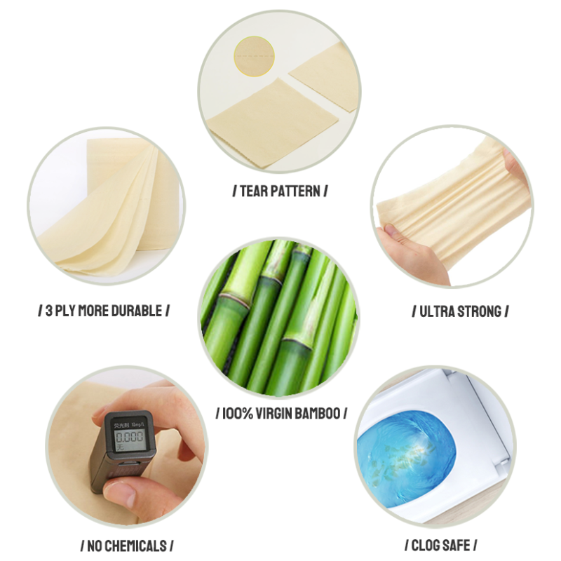 Panda Soft Bambu Paper Toilet Roll Plain Embossed for Sensitive Skin