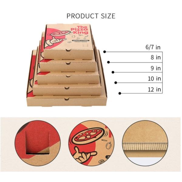 9 10 12inch Biodegradable Disposable Tableware Custom Printed Cardboard Pizza Box