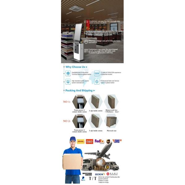 LCD Capacitor Touch Screen Payment Kiosk Pos Terminal Cash Register Service