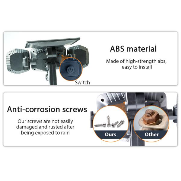 208LED 2500LM Solar Motion Sensor Wall Light 6500K ABS 7W