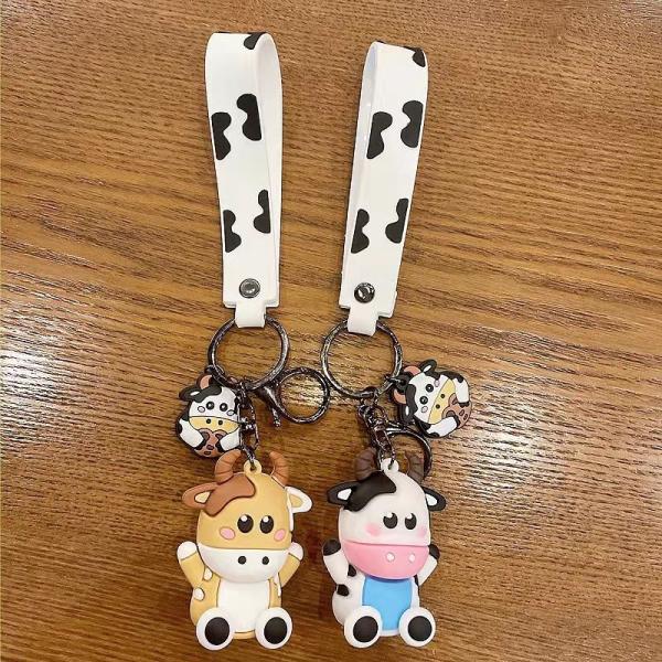 Personalized 3D Silicone Cow Animal Keyrings Pendant Keychain for Purse and Backpack