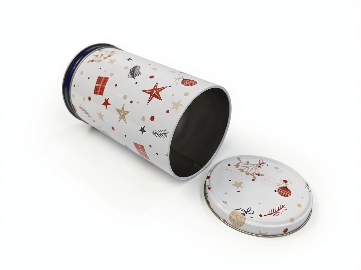 Dadi Customized with Music Cylindrical Metal Storage with Lid Round Rotatable Tin Can for Cookies, Snacks & Gift Packaging