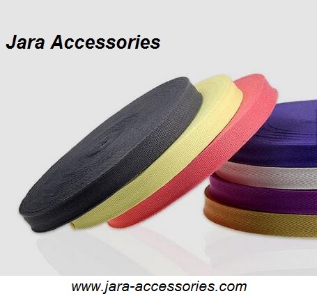2cm Width Beige Polyester Webbing Belt With Silver Round Ring / Folded PU Tip
