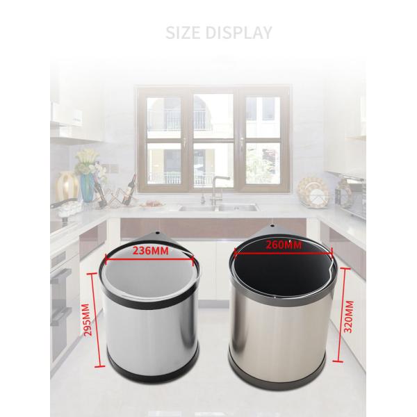 Lid Hidden Recessed Trash Can Inner Spiral Stainless Steel Sink Built-in Cabinet Trash Bin Dustbins Garbage Can