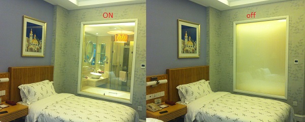 switchable privacy glass for hotel application