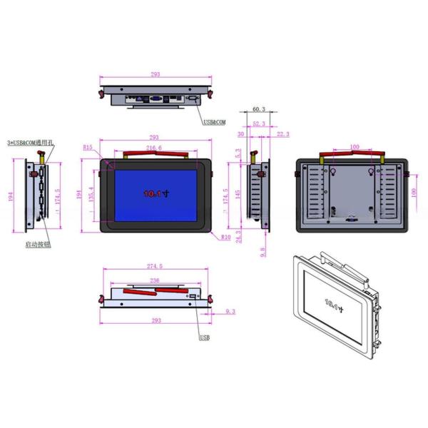 Metal Casing 10 Inch Android Panel Touch Screen PC IP65 For Home Automation