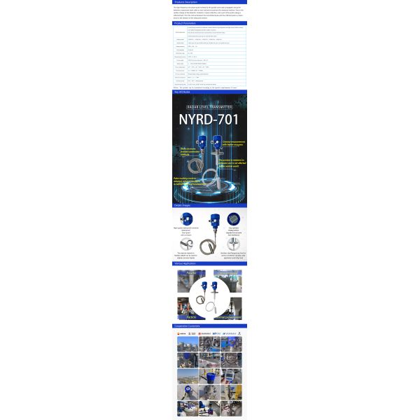 1.8GHz 6-30m deep well type high-frequency guided wave radar liquid level transmitter is used for applications in high temperature, high pressure and