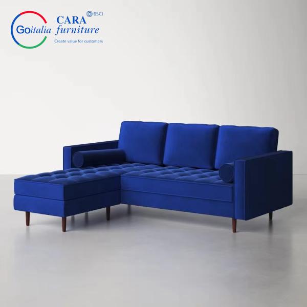 #21181-L Customization Modular Couch Sectional Sofa Navy Blue Fabric Designs Living Room Sofas Blue