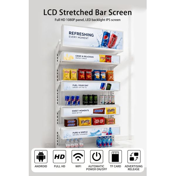 Ultra Wide Stretched Bar LCD Display Shelf Edge Digital Signage Android WiFi Screen Smart Media Player Monitor OEM