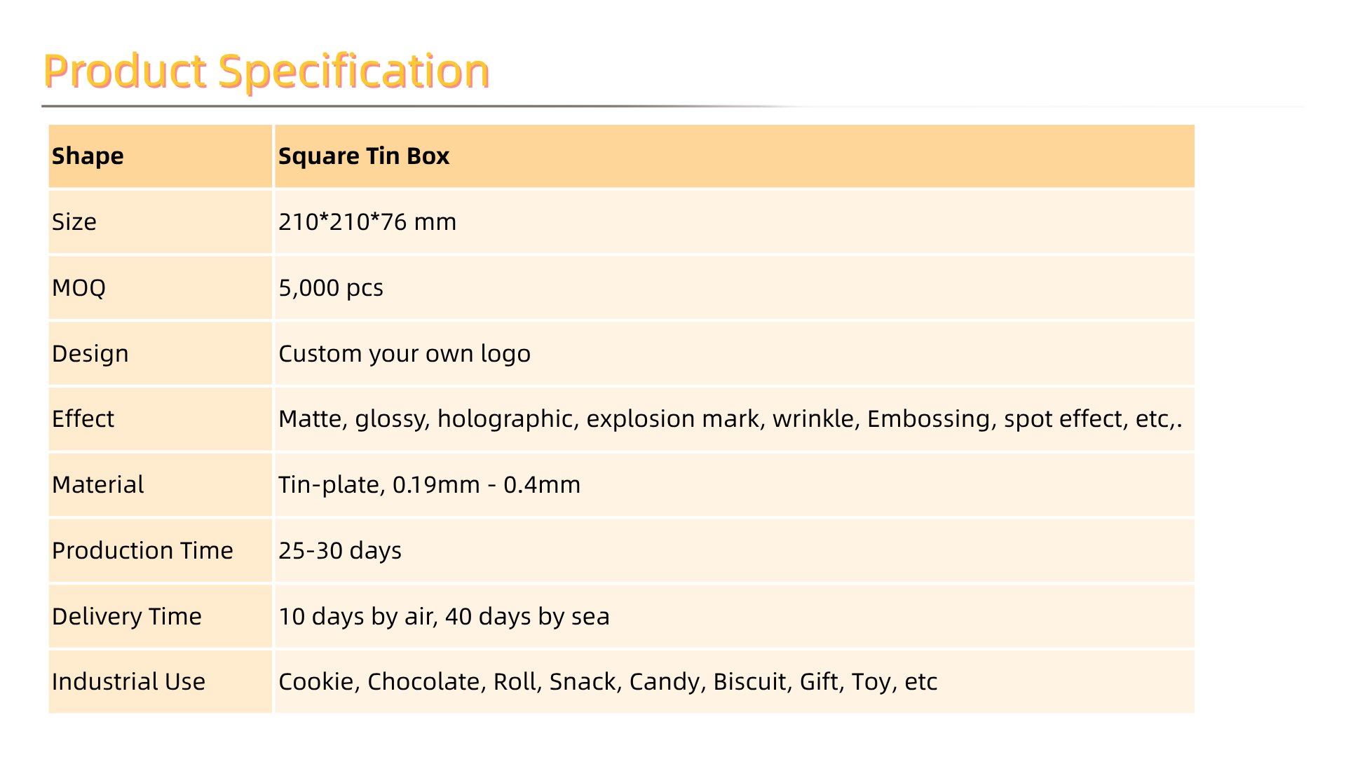 Customized Design Square Silver Metal Tin Box No Printing - Premium Gift Storage Package Snack Cookie Cake Biscuit Chocolate