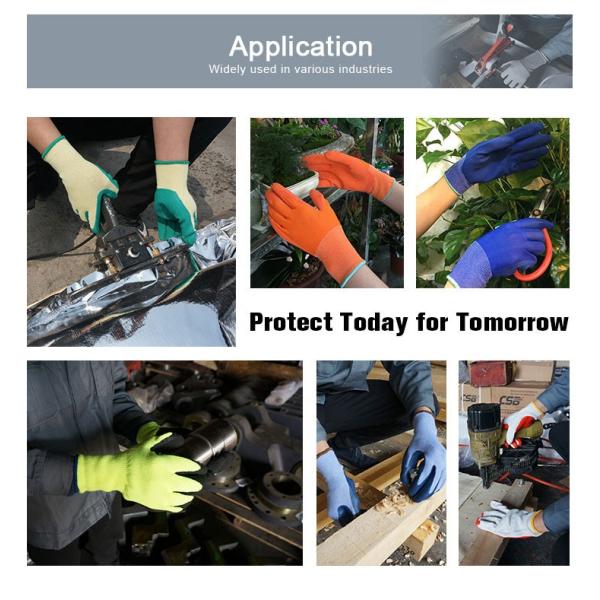 13G orange polyester rubber latex coated glove