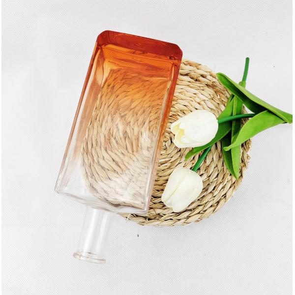 Glass Collar Round Shape Brandy Tequila Whisky Bourbon Empty Bottle 500ml Transparent