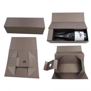 Buy cheap Cardboard Foldable Gift Box / Leatherette Wine Bottle Packaging With Magnet Closure product