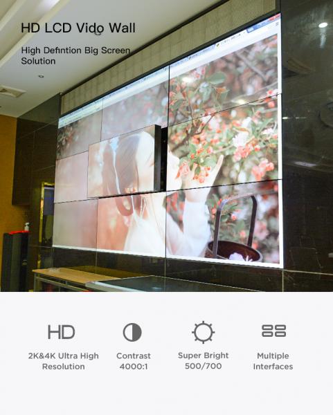 1.7mm Bezel 4k LG BOE SAMSUNG LCD Video Wall Display 700 Cd/M2 floor stand