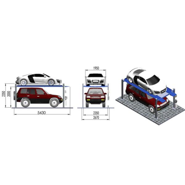 Double Layer 2 Car 4 Post Lift 3200kg Stacker Car Parking System