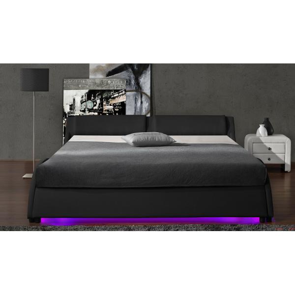 2 LED Light Bed Frame Double Size Upholstered Platform PU Leather
