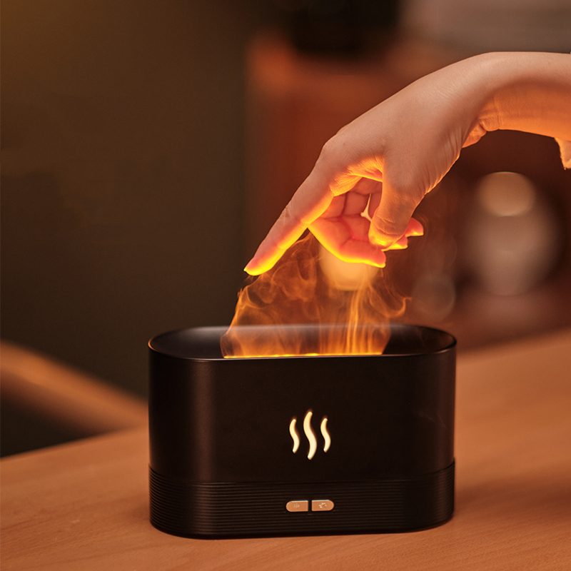 Wholesale Customized Ultrasonic 3d Fire Fragrant Air Humidifier Home Essentials Room Yoga Essential Oil Flame Aroma Diffuser