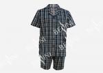 Anti Pilling Mens Luxury Sleepwear Woven Cotton Poplin Yarn Dyed Pajamas Shorts