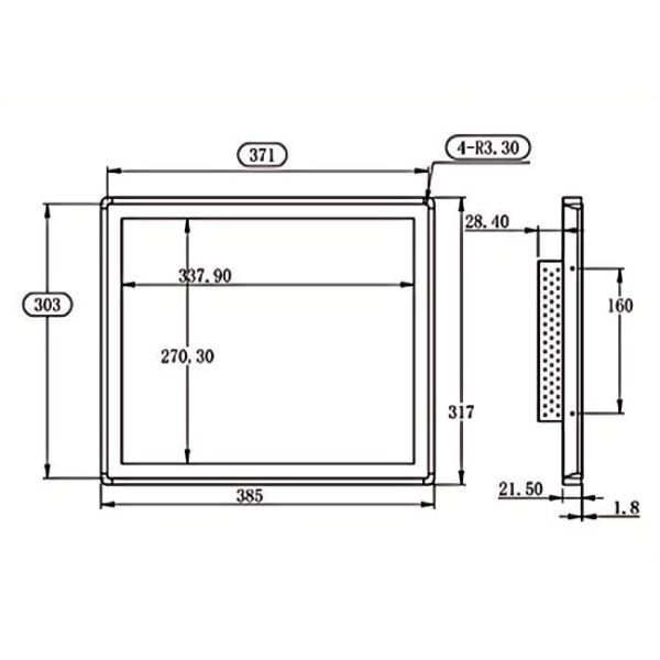 17 inch Embedded Industrial Panel Mount Monitors IPS Full View Widescreen LCD Display