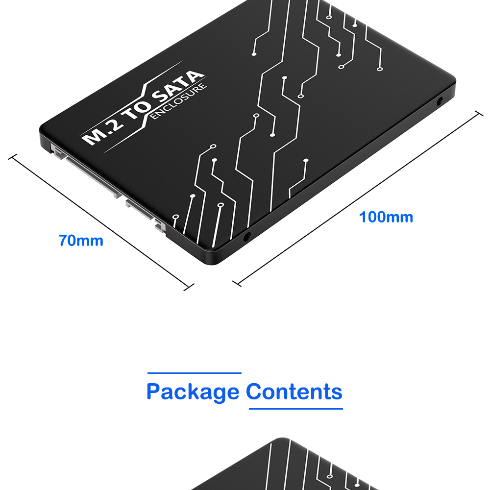 M.2 Key B to SATA III SSD Adapter for 2.5 Inch Enclosure