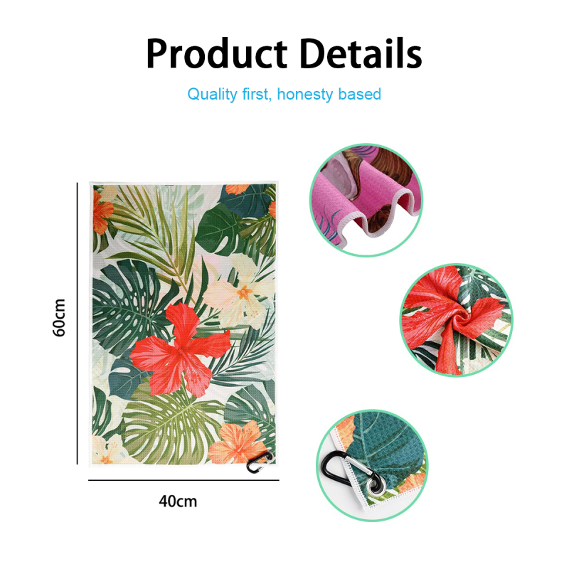 Custom Logo Printed Sublimation Golf Towel With Hook Brush