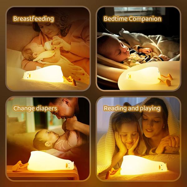 Cute Bedroom Silicone Night Lamp Rechargeable Nursery Nightlight Timer Function Bedside Lamp