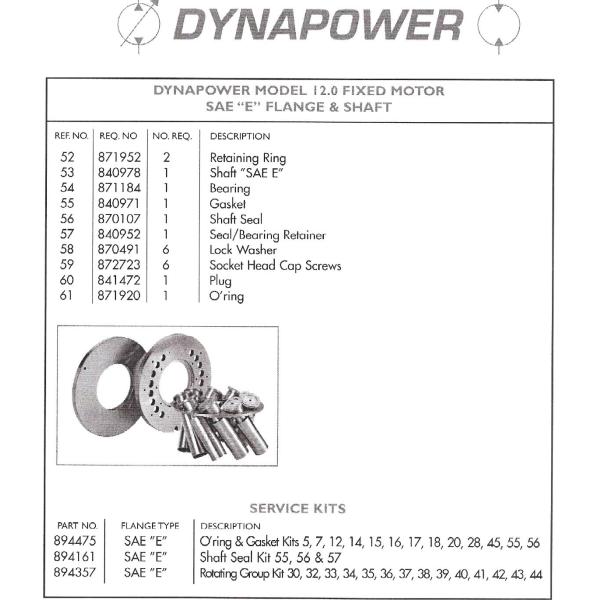 Dynapower Hydraulic Piston Pump 12.0 Fixed Motor With Drive Shaft