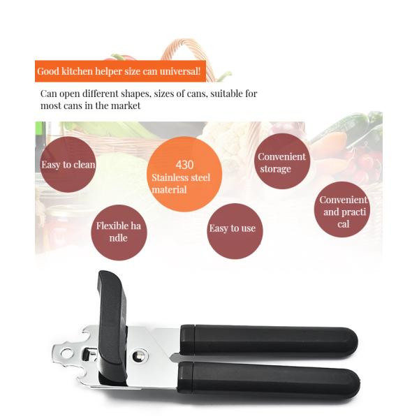 Ergonomic Multi-Function Manual Can Bottle Opener with Custom Size and Silicone Metal