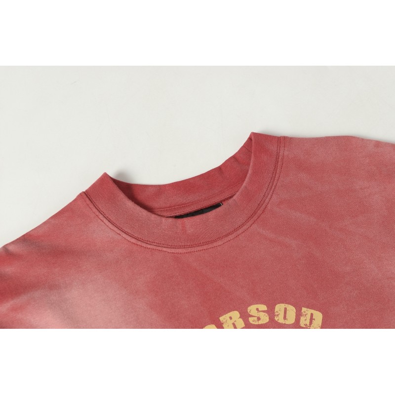 Customized Retro Vintage Gradient 100% Cotton Breathable Short Sleeve Men's Summer Loose Oversized Fit T-Shirt 280g Letter