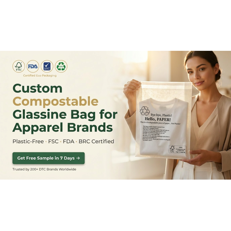 Compostable Biodegradable Glassine Envelope Apparel Packaging Eco Friendly Clothing Pouch Garment for Certified Recyclable