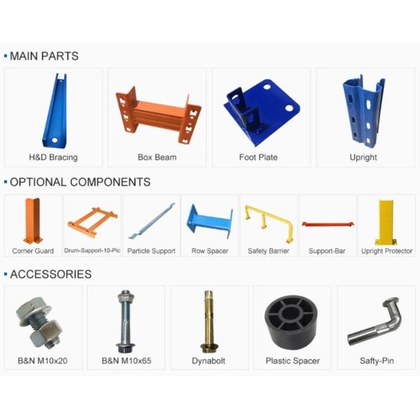 Adjustable Levels Powder Coated Selective Pallet Racking with 4000 kg Load Capacity Warehouse Storage System