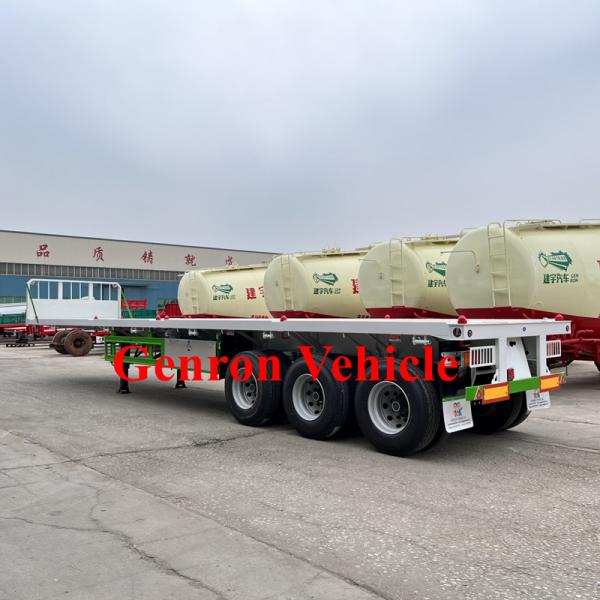 3 Axles Cement Bag Container Semi Trailer Trucks Flat Bed Container Export To Zambia