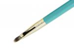 Gold Aluminum Ferrule Fiber Lip Synthetic Makeup Brushes With Blue Wooden