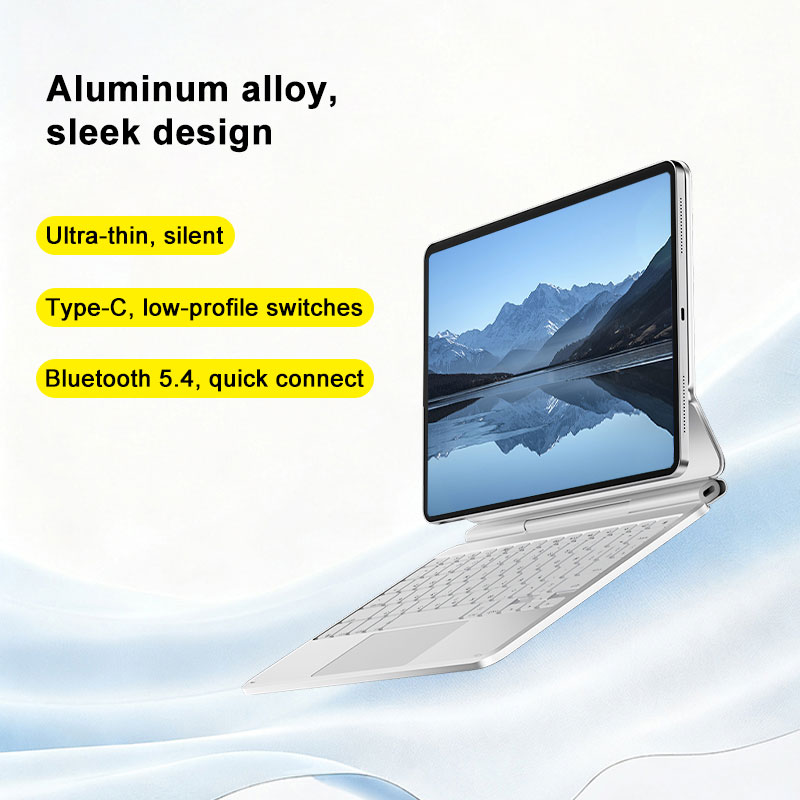 Multilingual Layout Custom Logo Ultra Thin RGB Backlit Magnetic Keyboard With Glass Trackpad for iPad Air 13" iPad Pro 12.9"