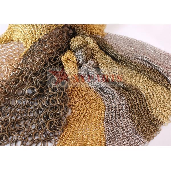 Metal Chain Link Bronze 3mm Ring Mesh Curtain Stainless Steel With Customized Pattern