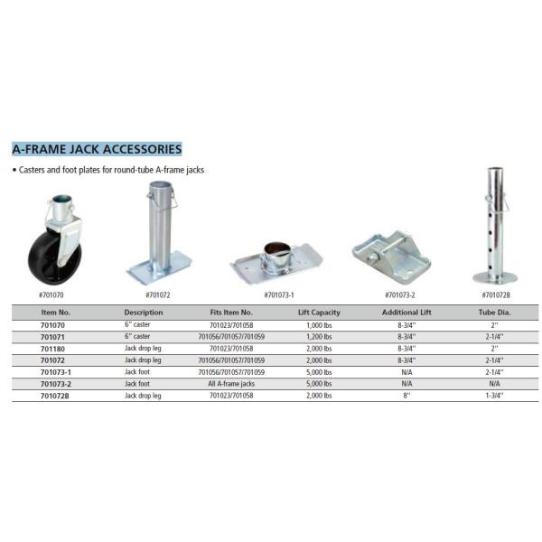 Durable Zinc Plated 8'' Trailer Drop Leg For A Frame Trailer Jack