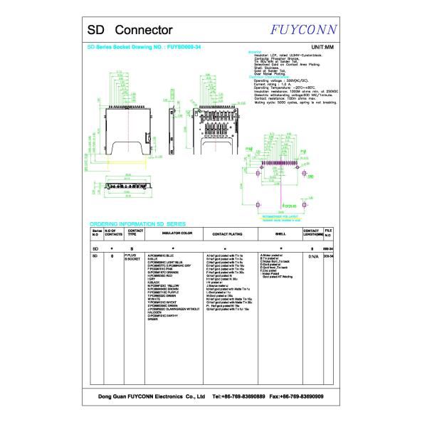 Nickel Shell Female 4.0 SD Card Push Connector For Card Reader